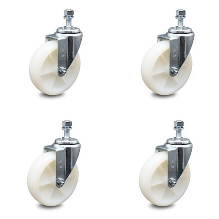 Service Caster 5 Inch Nylon Wheel Swivel 1/2 Inch Threaded Stem Caster Set SCC-TS20S514-NYS-121315-4